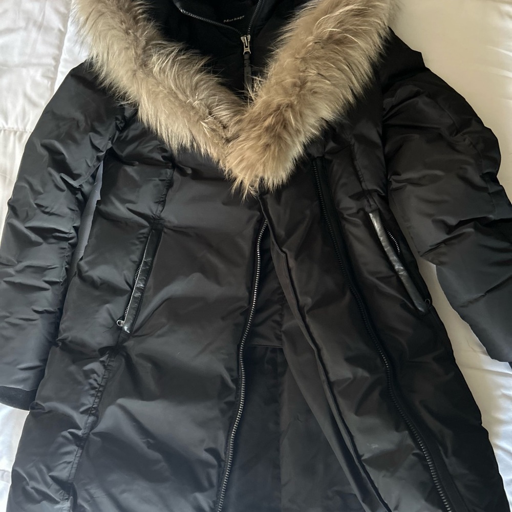 Mackage Black Puffer Coat with Fur Trim Kay-F down coat